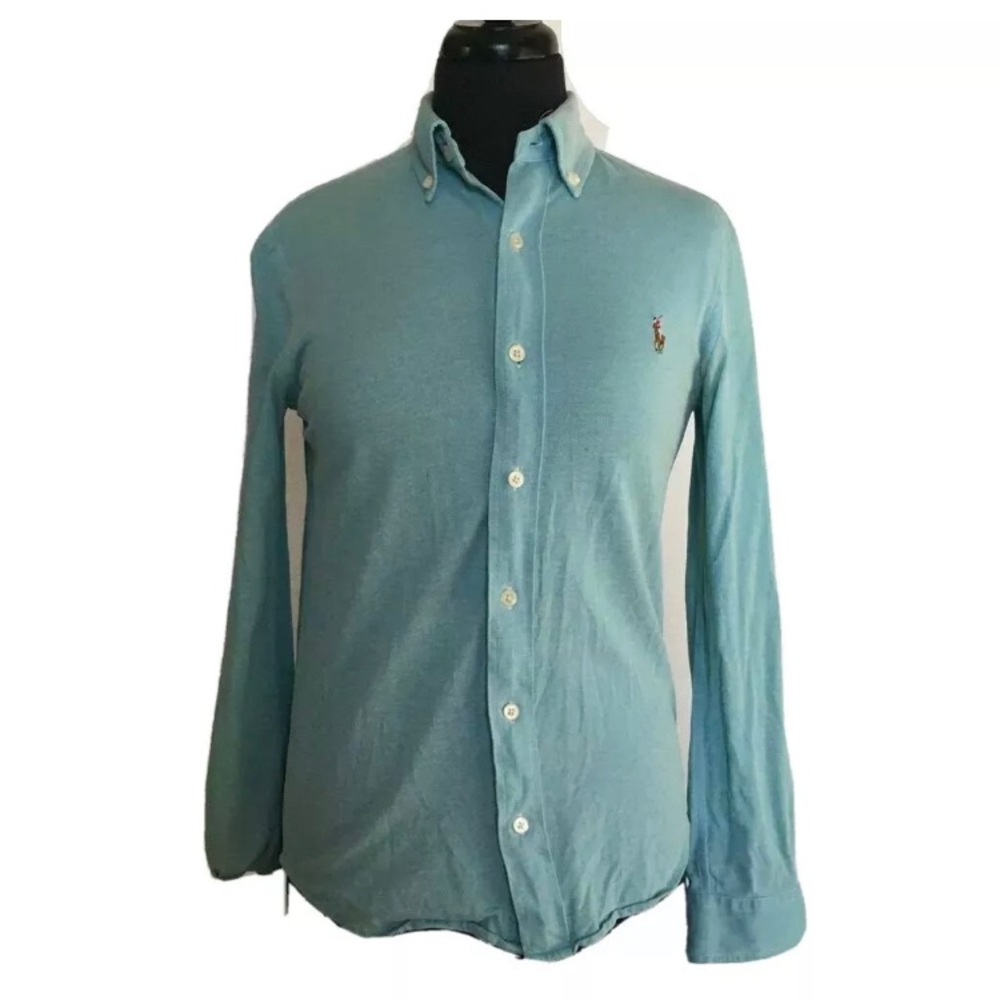 Ralph Lauren Womens Knitted Oxford Shirt Blue Long